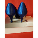 CORE Collection Women's Navy Satin Heels with Flowers Shoes Size 7 UK 40 EU.