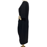 Paddy Campbell Black Dress White Rose Embellished Size 10