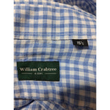 William Crabtree Mens Blue White Check Shirt Size 15.5