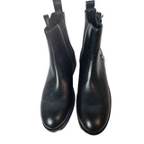 Love Moschino Women's Black Leather Ankle Boots with Logo Tape & Zip Size 6