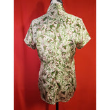 BCBGMAXAZRIA Leaves Print Silk Blouse Size M