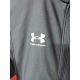 Under Armour Youth Boys Full Zip Track Top Jacket Grey Orange Size Medium YM 137-147cm