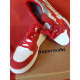 Supermade Off Brand Heart #444x White Red Sneakers Size 10 UK 44EU.