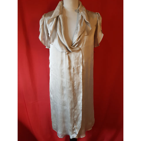 Mint Jodi Arnold Light Grey 100% Silk Dress Size 4 US 8 UK
