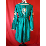 Leaves Of Grass Green Hand Embroidered Dress Size 10 /38