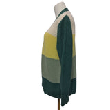 Damart Womens Green White Yellow Knit Cardigan Size 18/20