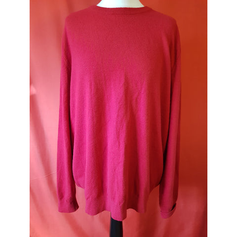 Jaeger Red Men's Wool Cashmere Jumper Size XL