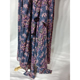 Klass Ladies Paisley Floral Pleated Maxi Dress Blue Pink Size XL(UK 18-20)