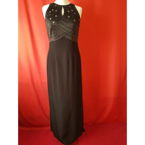 House Of Fraser Black Beaded Maxi Dress Size 10.