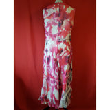 Damsel in a dress Red White Grey 100% Silk Dress Size 12