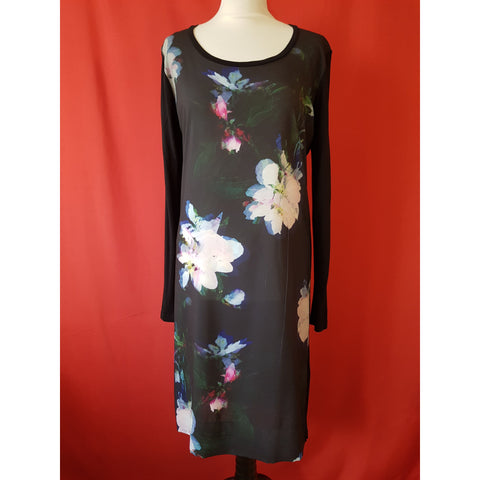 Paul Smith Black White Floral Print Dress Size M.