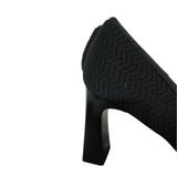 Cozy Island Women's Knit Block Heel Pumps Black Gold Buckle Size 8