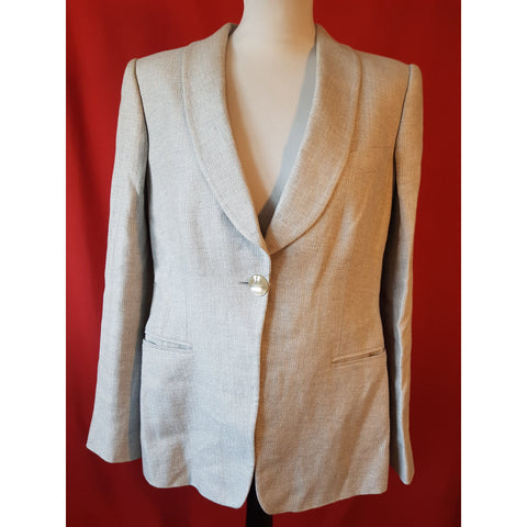 Giorgio Armani Women's Linen Blend Grey Blazer Size 48 IT 16 UK.