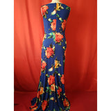 Gina Bacconi Navy Red Floral Print Maxi Dress Size 12