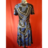 Elie Tahari Blue Black 100% Silk Dress Size S