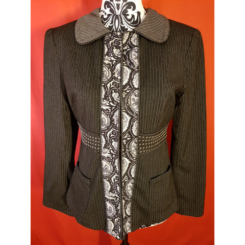 Nanette Lepore Women's Black Grey Blazer Size 4 US 8 UK