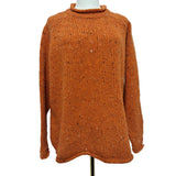 Aram Wollen Mills Brackloon Tweed Roll Neck Ladies Sweater - Orange Size XL
