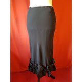 FENN WRIGHT MANSON  Black Silk Skirt Suit Flowers Embellished Size 12