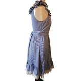 Ted Baker Blue & White Striped Halterneck Cotton Dress Size 2 / 10 UK