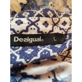 Desigual Women's White Navy Floral Print Blouse Size L