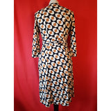 DIANE Von FURSTENBERG Black White Brown Wrap Dress Size 6 / S