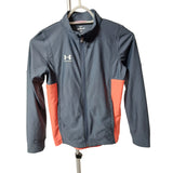 Under Armour Youth Boys Full Zip Track Top Jacket Grey Orange Size Medium YM 137-147cm