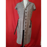 Anne Klein Black White Dandelion Print Shirt Dress Size 8