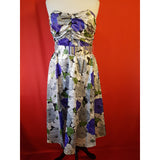 Claudia Fashions Grey Purple Floral Print Dress Size 14