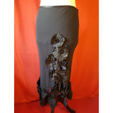 FENN WRIGHT MANSON  Black Silk Skirt Suit Flowers Embellished Size 12