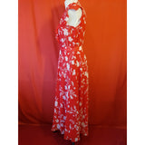 Hobbs Red White Floral Print Long Dress Size 12