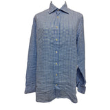William Crabtree Mens Blue White Check Shirt Size 15.5