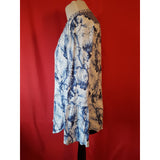 Desigual Women's White Navy Floral Print Blouse Size L