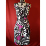 Trina Turk White Black Lilac Cotton Dress Size 2 / XS