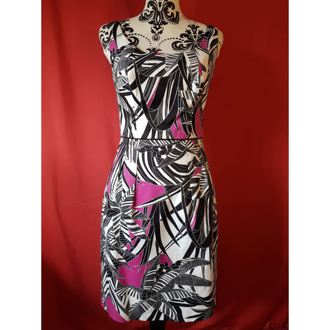 Trina Turk White Black Lilac Cotton Dress Size 2 / XS