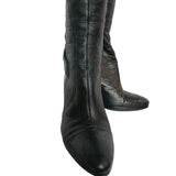 Dune Black Leather Knee High Boots High Heel Zip Up Smart Elegant Size UK 6