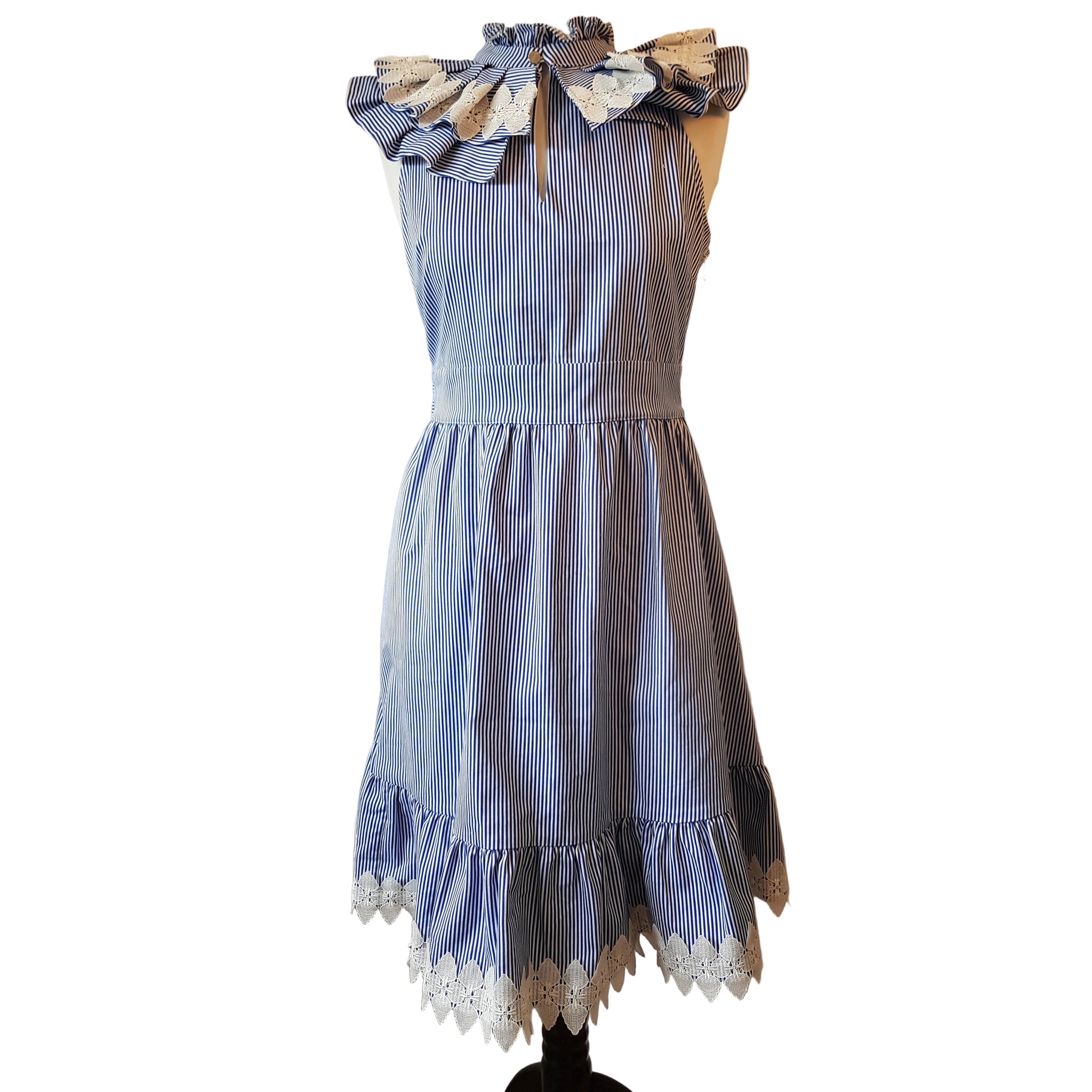 Ted Baker Blue & White Striped Halterneck Cotton Dress, Size 2 / 10 UK – Leukaemia & Myeloma Research UK Online Charity Shop