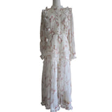 Zimmermann White Pink Floral Print Summer Long Dress, Size 16 UK