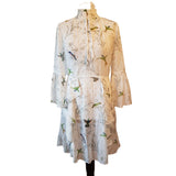 Ted Baker White Green Bird Print Dress Size 1 / 8 UK