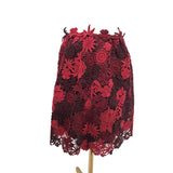 Valentino Red Burgundy Crocheted Silk Skirt Size 40 IT 8 UK.
