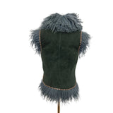 Fendi Womens Dark Green Leather Fur Vest Size 36 EU 8 UK