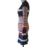 Melissa Odabash Striped White Red Navy Knit Dress Size S