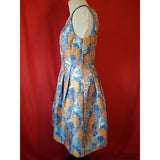 Adrianna Papell Blue Brown Floral Print Dress Size 10