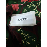 ERDEM Green Red Floral Print Panama Style Blouse Size 10
