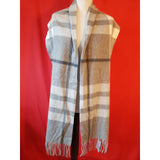 100% Cashmere Grey White Scarf