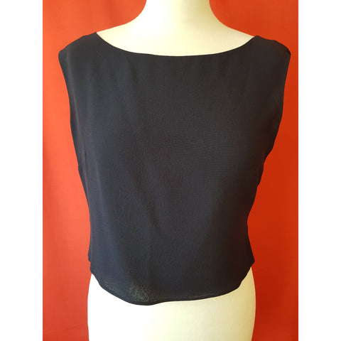 Valentino Boutique Women's Navy Silk Top Size 10.
