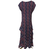 Klass Ladies Paisley Floral Pleated Maxi Dress Blue Pink Size XL(UK 18-20)