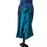 Karen Millen Womens Blue Teal Colourblock Asymmetric Midi Dress Belted UK 8