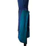 Karen Millen Womens Blue Teal Colourblock Asymmetric Midi Dress Belted UK 8