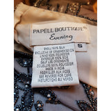 Papell Boutique Women's Black Grey Beaded Silk Top Size S