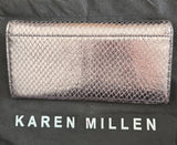 Karen Millen Silver Metallic Snake Effect Clutch Purse - Brand New